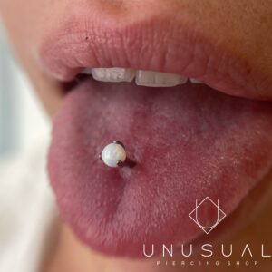White Opal Tongue Piercing - UnusualPiercingShop.com