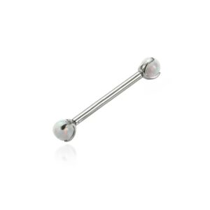 White Opal Nipple Piercing - UnusualPiercingShop.com