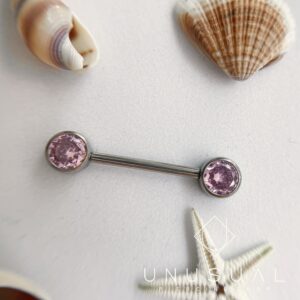 Pink Diamond Nipple Piercing - UnusualPiercingShop.com