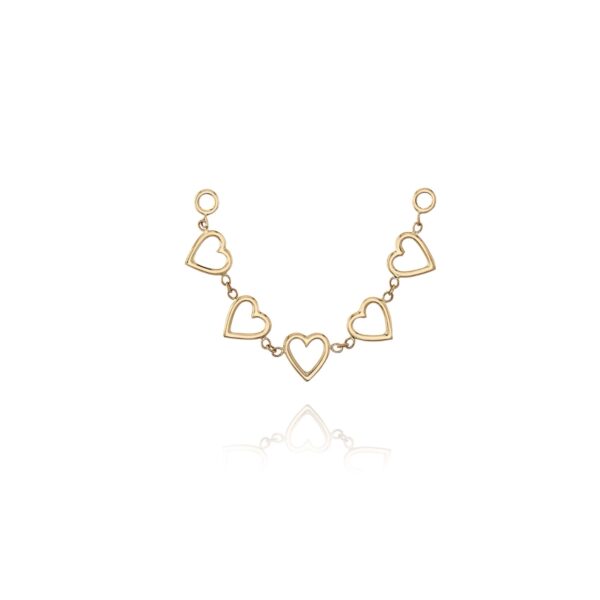 Golden Hearts | Oro 14kt Catenina Piercing - UnusualPiercingShop.com