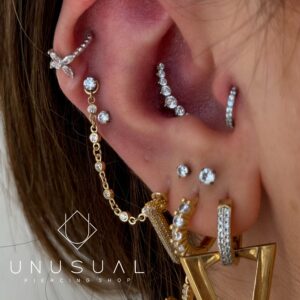 Golden Sparkle | Oro 14kt Catenina Piercing - UnusualPiercingShop.com