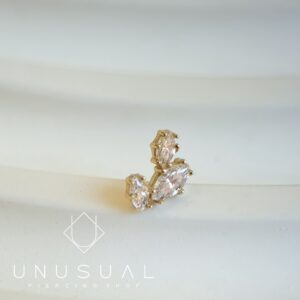 14kt Gold Triple Leaves Piercing - UnusualPiercingShop.com